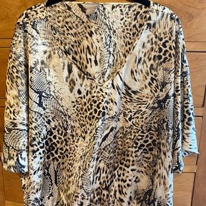 Chico’s silky, animal print, batwing top, size 1